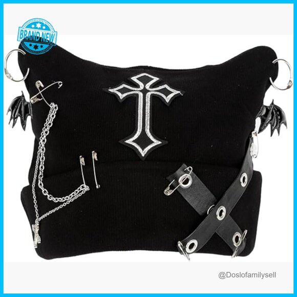 Grunge Crochet Hat Y2K Cat Ear Beanie Gothic Streetwear Accessory Winter Wear main image 6